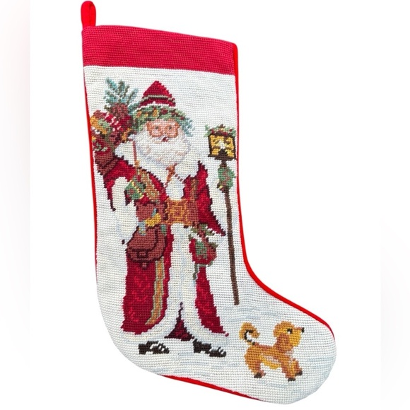 VTG Needlepoint Stocking Christmas Santa Clause St Nick Imperial Elegance Peking - Picture 2 of 10